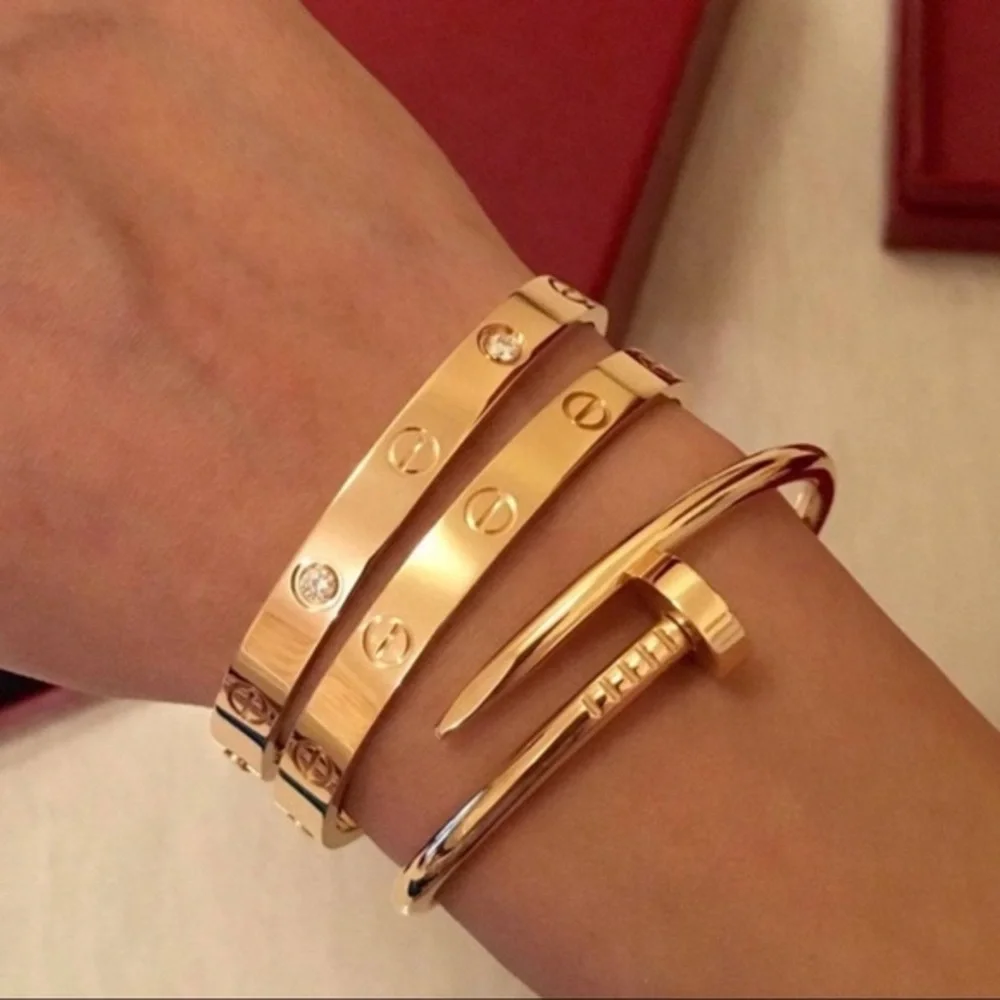 Generic Gold Stainless Steel Screw Cuff Bangle Bracelet with Screwdriver